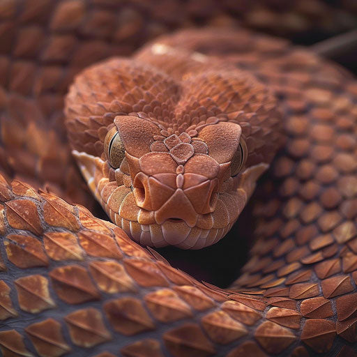 Copperhead snake blending into its surroundings