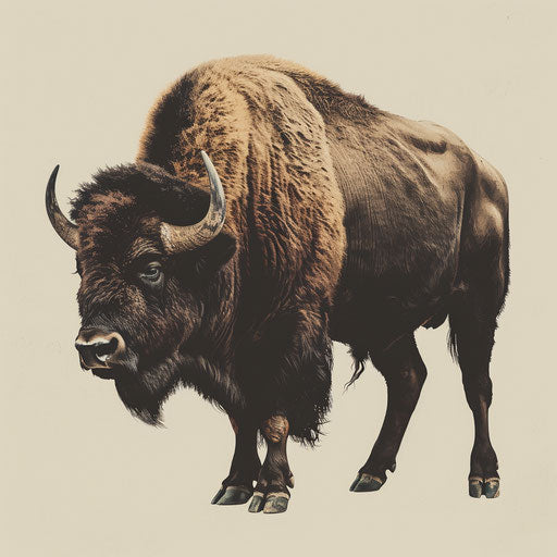 Elegant buffalo on flat cream background