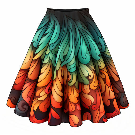 Skirt illustration in the style of Chiaroscuro Art, on white background