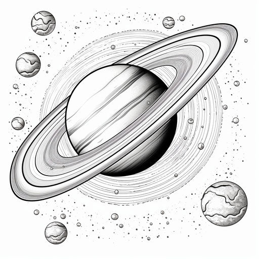 Saturn coloring pages, light sky-blue and purple, whimsical drawings
