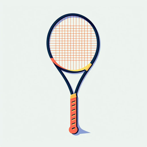 Minimalist tennis racket clipart on white background