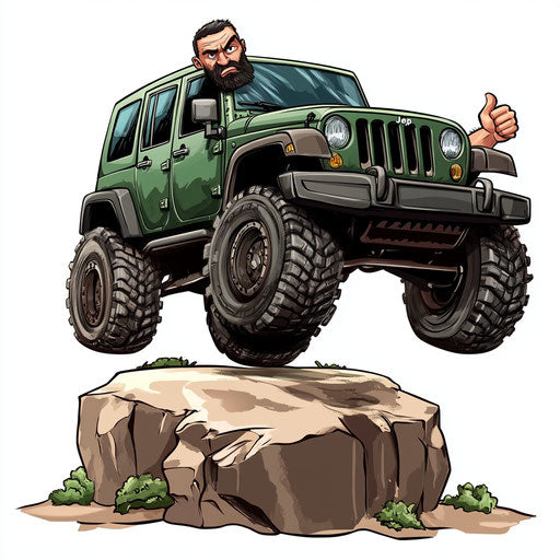 Creative Jeep Caricature Clipart Designs