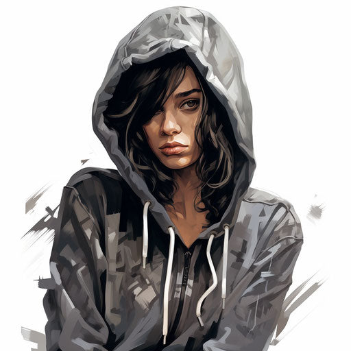 Hoodie clipart in the style of Chiaroscuro Art, on a white background