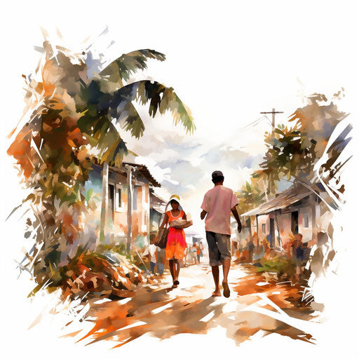 Bayanihan clipart in the style of Impressionistic Art, on a white background