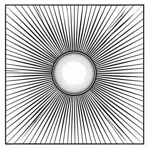 A simple sun with bold, easy-to-color rays. Coloring book page