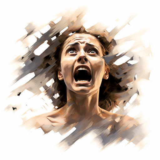 Fear illustration in the style of Oil painting, on a white background
