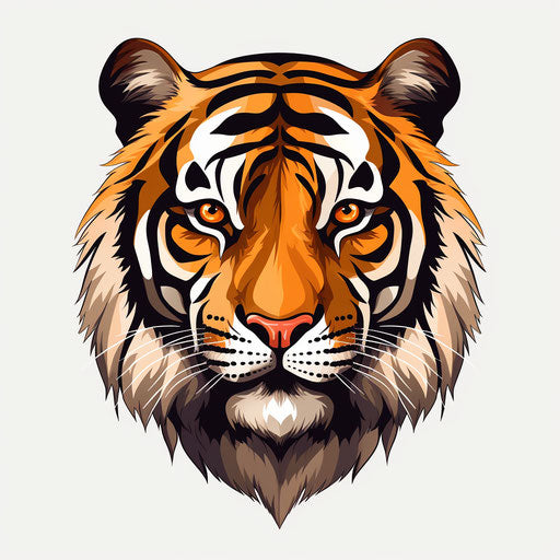 Minimalist style tiger illustration on white background