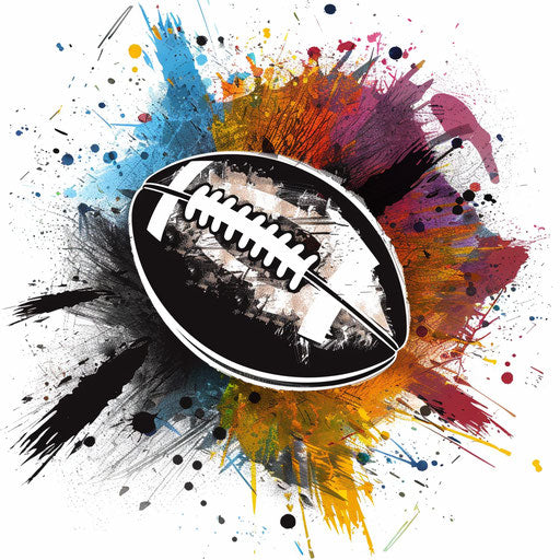 Football logo design in black and white with colorful splash background