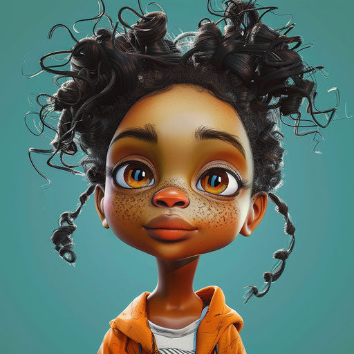 Realistic character clipart with random color background