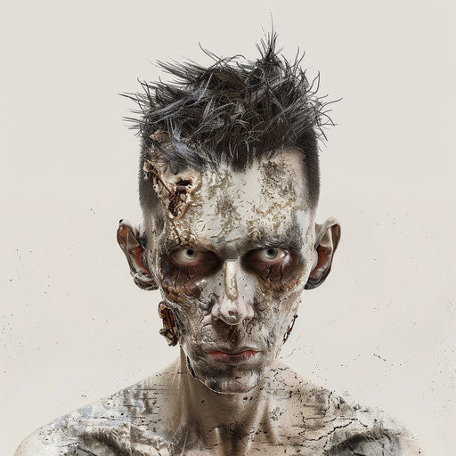 Realistic zombie clipart on flat white background