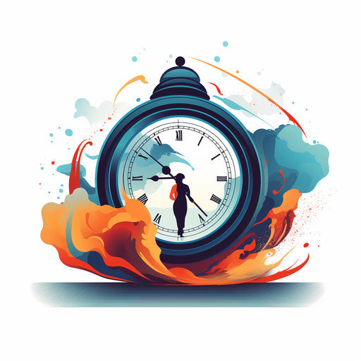 Minimalist clock illustration, on white background