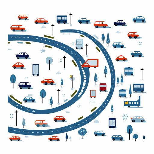 Traffic illustration in the Minimalist style, on white background