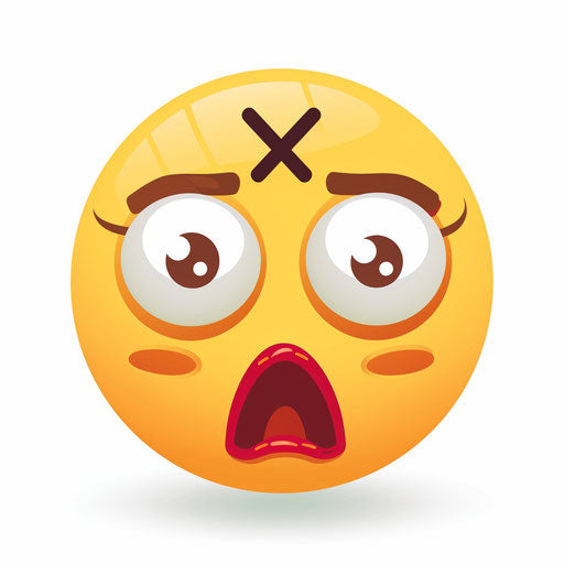 Yellow face with X, modern emoji style