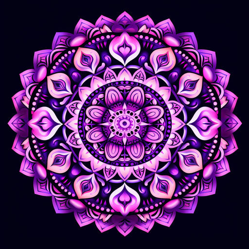 Indian motifs in light pink and purple, intricate details