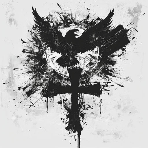 Eagle and cross with chaotic monochromatic thorns