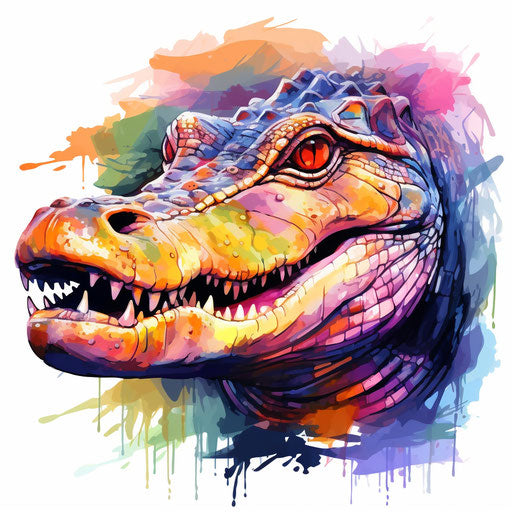 Crocodile on white background, Pastel Colors Art style