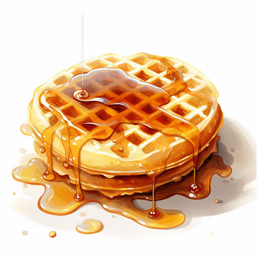 Waffle clipart in the style of Oil painting, on a white background