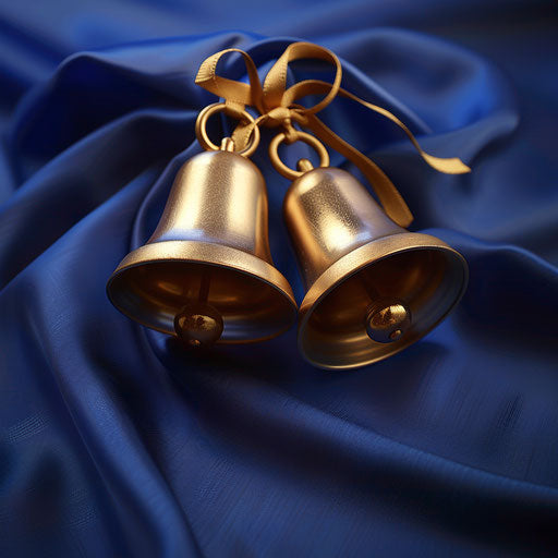 Photorealistic Wedding Bells Clipart on Flat Indigo Background