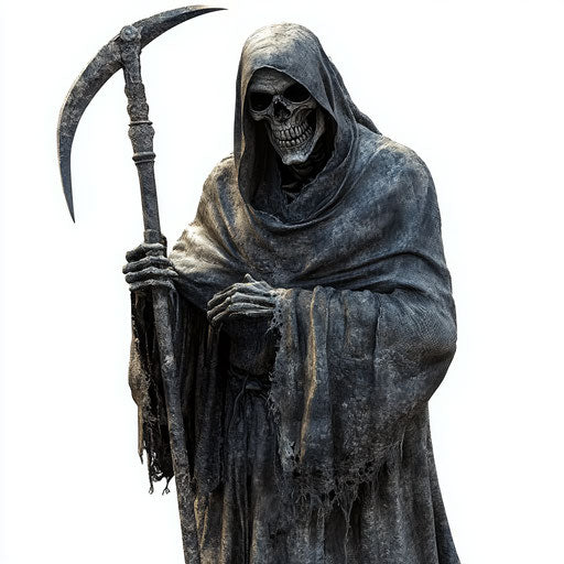 3D Grim Reaper on white background in realistic style