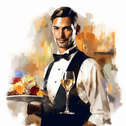 Waiter clipart in Impressionistic Art style
