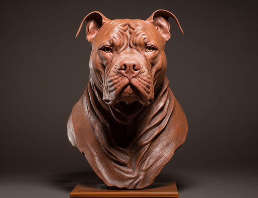 The pit bull for sale in Houston, United States, in the style of dark red and light indigo