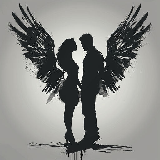 Pair of birds with detailed wings in realistic style