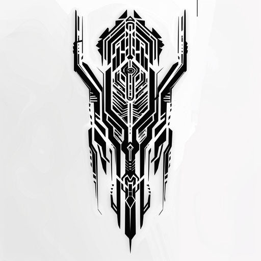 Dynamic cyber tribal tattoo with 3D effect