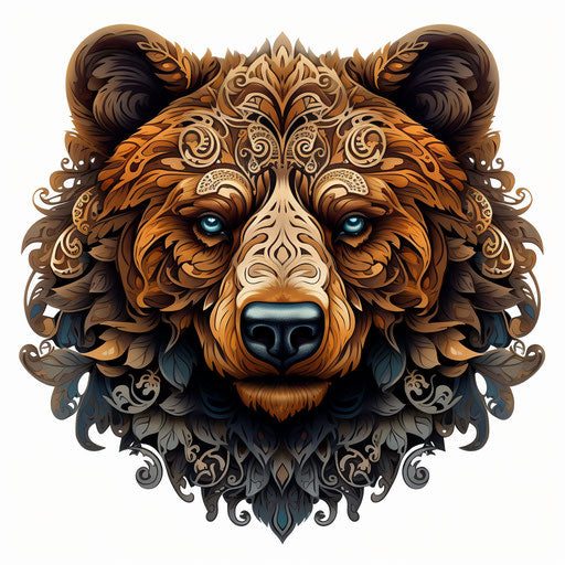Bear illustration with ornament in a pattern