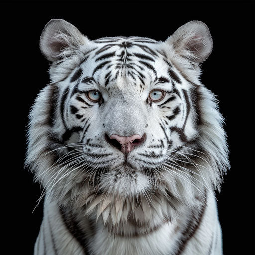 White tiger, looking at the camera, symmetrical face