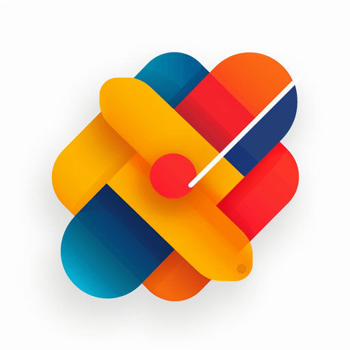 Geometric app logo with bold shapes on a white background