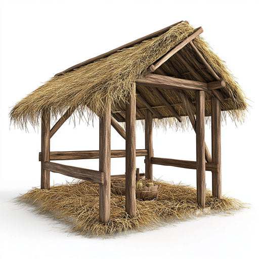 3D manger in photo realistic style with flat white background, isolated clipart