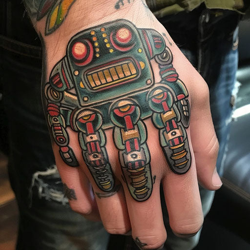 Robot knuckle tattoos, Humberto Ramos style