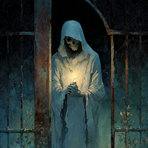 Spectral Entity with Candle by Broken Gate