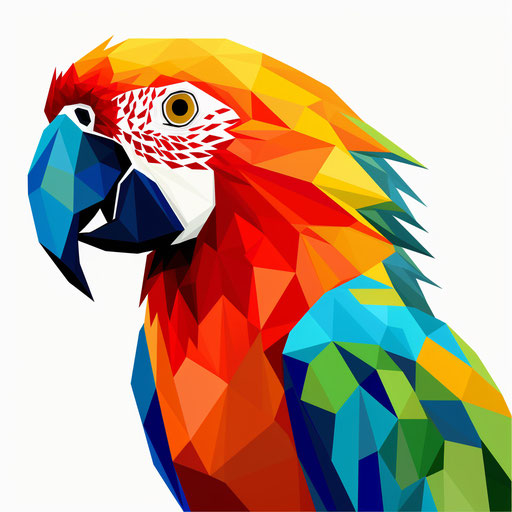 Parrot illustration in Minimalist style, on white background