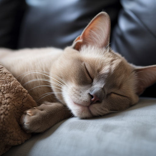 Burmese cat sleeping on a couch