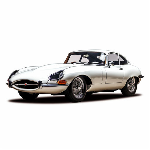 Jaguar e type car on white background
