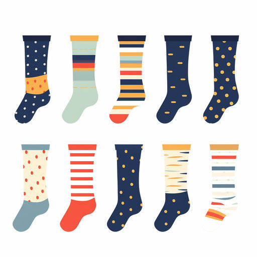 Minimalist style socks on white background