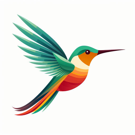 Minimalist hummingbird illustration on white background