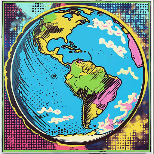 Colorful flat tattoo sketch of Earth in pop art style