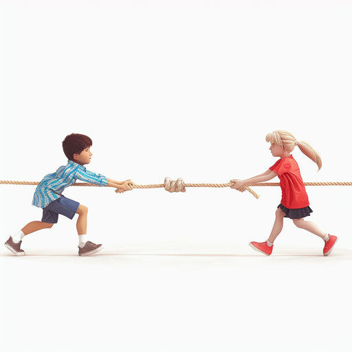 Realistic tug of war clipart on flat white background