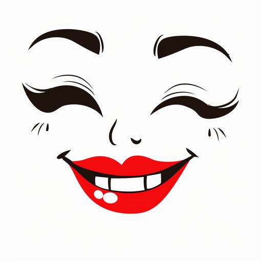 Smiling cartoon head with red lips