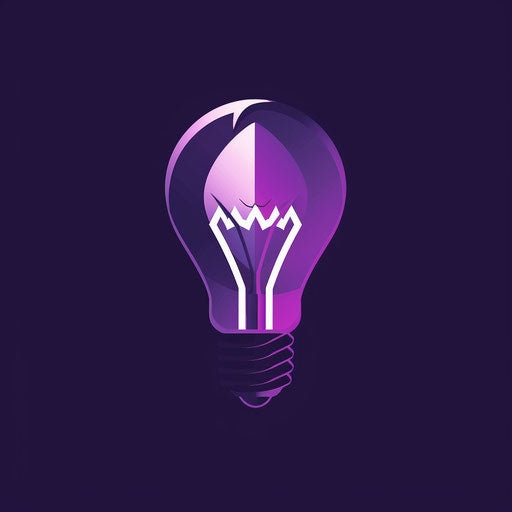 Innovative smart logo with light bulb motif and dark purple background