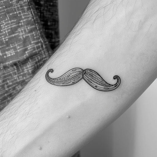 Contemporary tattoo sketch of a minimalist mustache