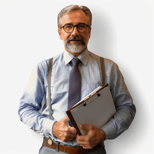 Realistic teacher clipart on a flat white background