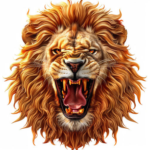 Realistic lion head clipart on flat white background
