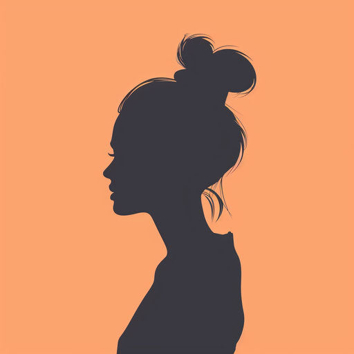 Realistic style woman silhouette on flat pastel peach background