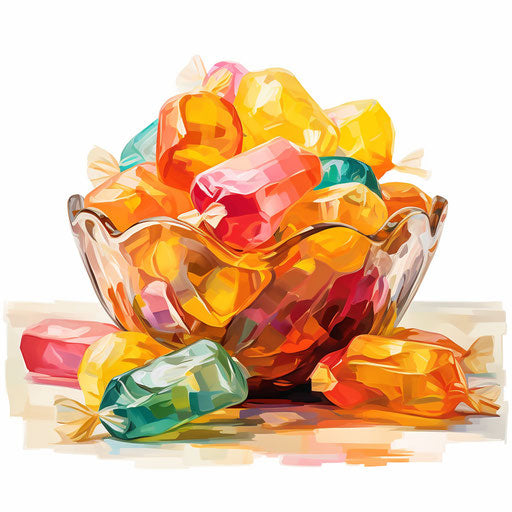 Impressionistic art candy clipart on white background