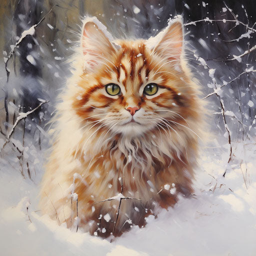 Manx cat in the snow