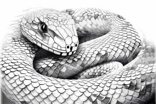 Exotic snake in black and white net art style