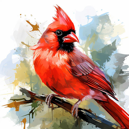 Cardinal clipart in the style of Impressionistic Art, on white background